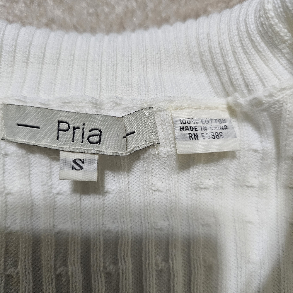 Pria White Off Shoulder Cable Knit Sweater Top S - Picture 4 of 6